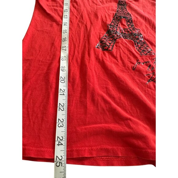 Karl lagerfield Red Graphic Tee With Eiffel Tower Design From Paris Love Karl M - Picture 8 of 10
